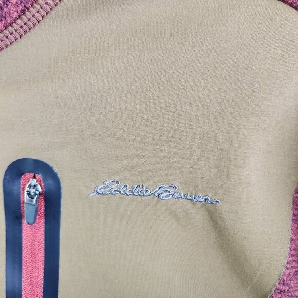 Eddie Bauer Sweater Mens L Red Heathered 1/4 Zip Pullover Fleece Hiking Trails - Picture 3 of 11